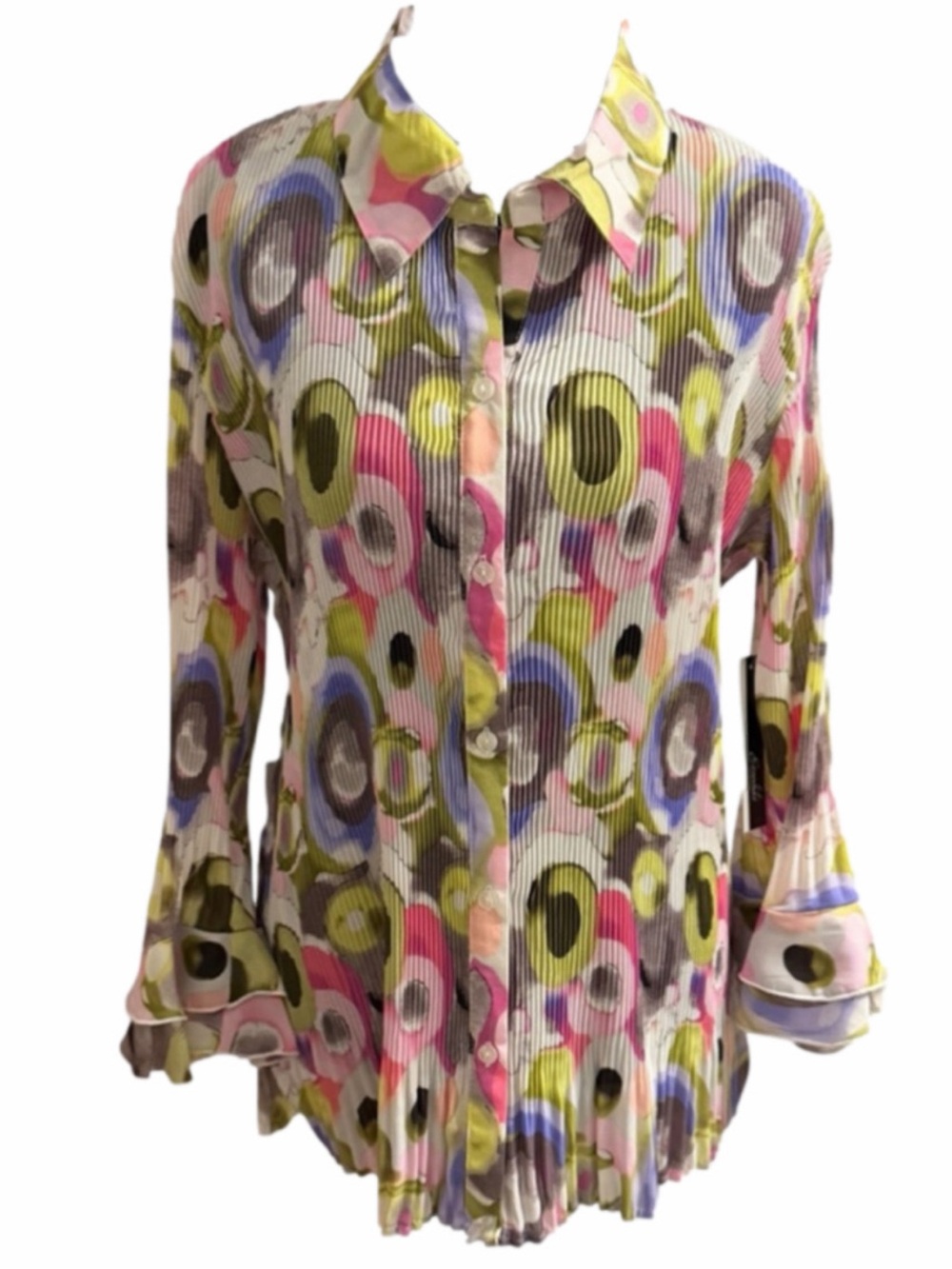 Women's Essentials by Milano Multicolor Pleated Blouse XL
